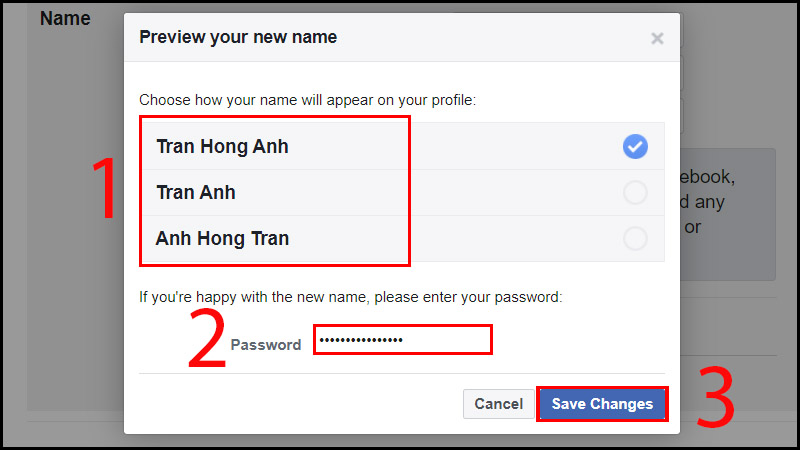 Nhập mật khẩu tài khoản Facebook của bạn để hệ thống xác nhận thông tin