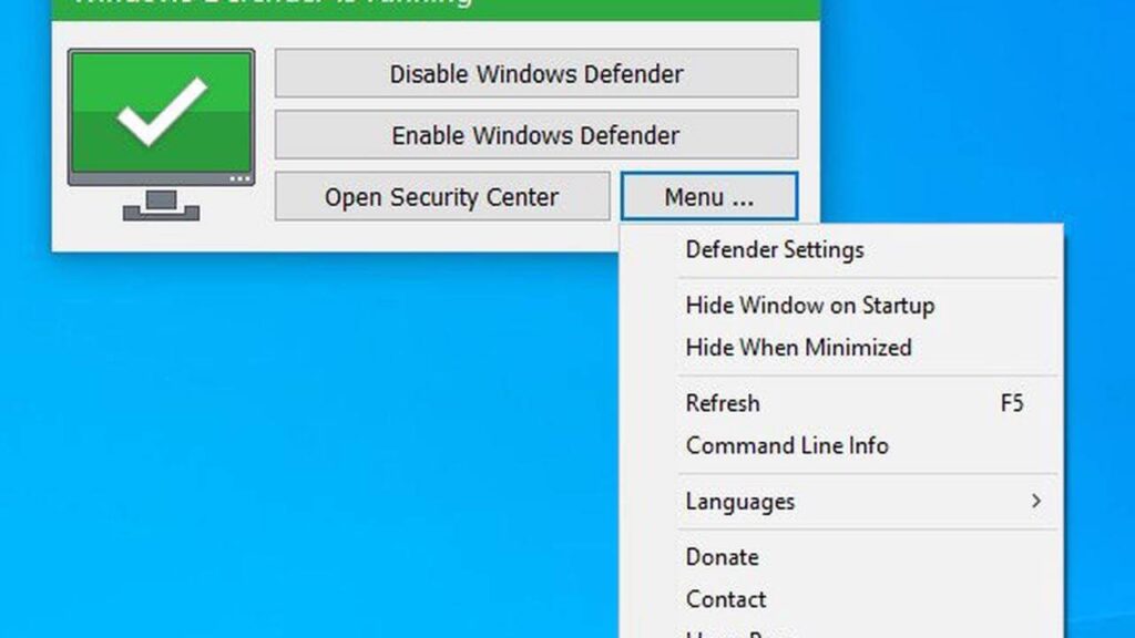 Dòng trạng thái màu xanh tức là Windows Defender đang hoạt động