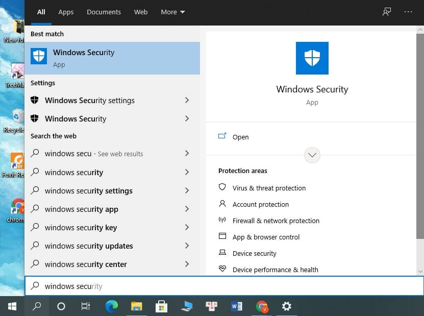 Mở ứng dụng Windows Defender Security Center