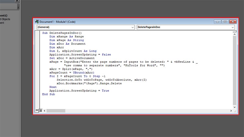 Nhập dòng mã code VBA ở file bên dưới vào cửa sổ hiện lên