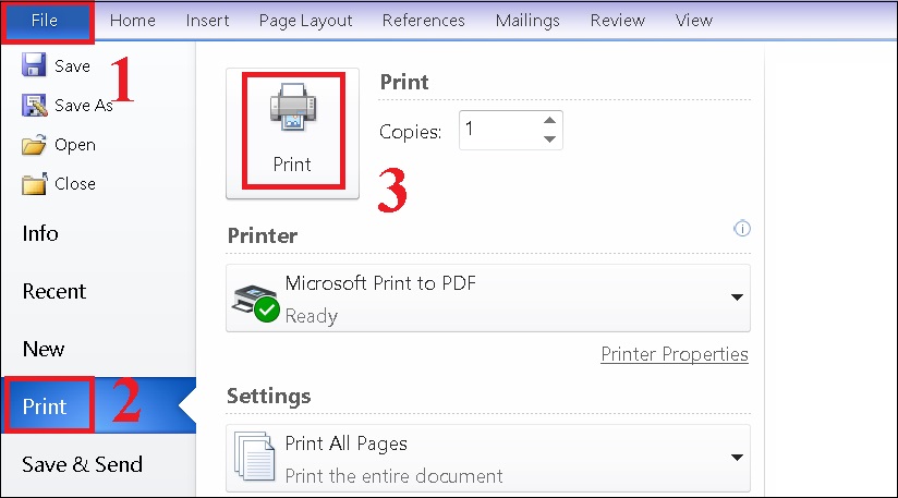 Sử dụng tính năng Print