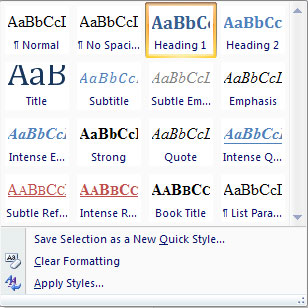 click vào Save Selection as New Quick Style