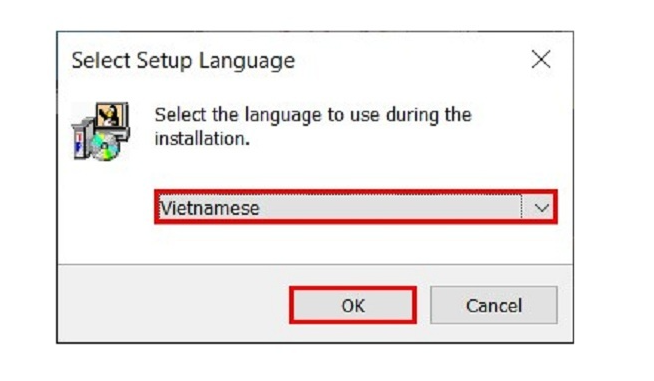 Tải phần mềm Tux Paint và chuyển ngôn ngữ(Vietnamese) rồi chọn OK 