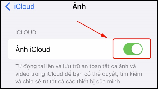 Tắt tính năng tự động gửi hình trên iCloud - Bước 3