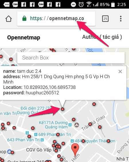 Cách dò mật khẩu wifi bằng trang web opennetmap.co trên điện thoại
