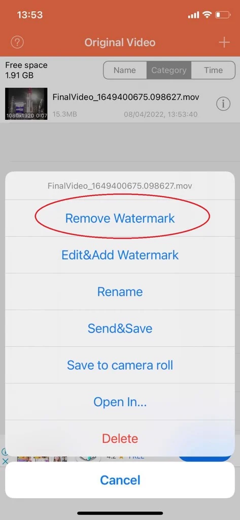 Nhấn chọn "Remove Watermark"