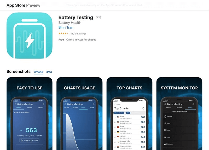 Cài đặt ứng dụng Battery Testing trên iPhone