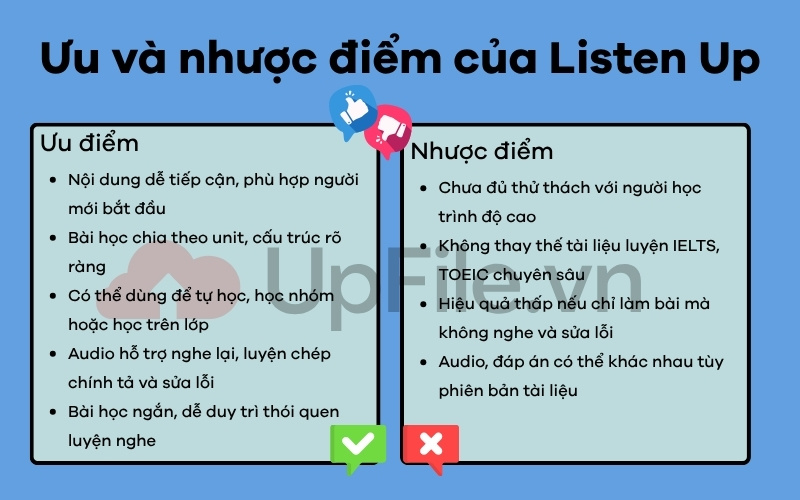 Ưu và nhược điểm của sách Listen Up